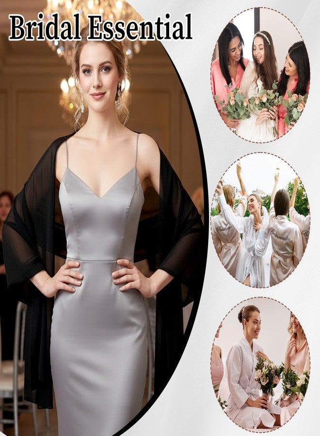 ADLABLD Chiffon Shawls and Wraps for Evening Dresses Soft Scarf Elegant Wedding Shawl Wraps Bridal Scarve for Women (Black) - Image 4